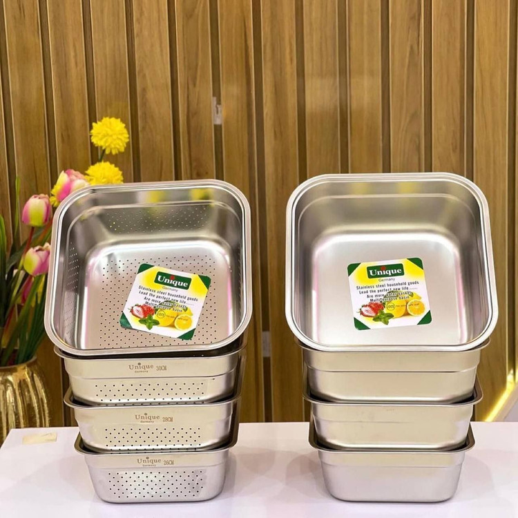 لگن و آبکش مربع یونیک